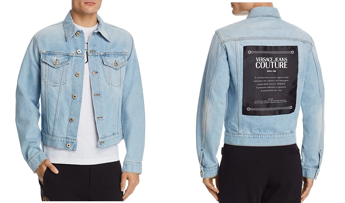 NUOVA GIACCA JEANS VERSACE COUTURE BLU INDACO LAVATA BLU INDACO $495 TAGLIA XS