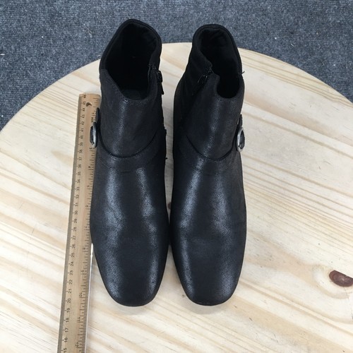 Botas Baretraps Mujer 9.5 W Seema Botines Negro Cuña Lateral Cremallera Hebilla - Imagen 5 de 17