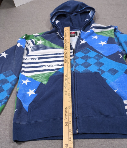 Quiksilver Hoodie Full Zip Graphic Logo Youth M 12-14 Blue AOP zip face mask - Picture 19 of 24