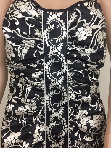 Maggy London Dress Womens M Petite Silk Strappy Black Floral Print Knee Length - Picture 5 of 12