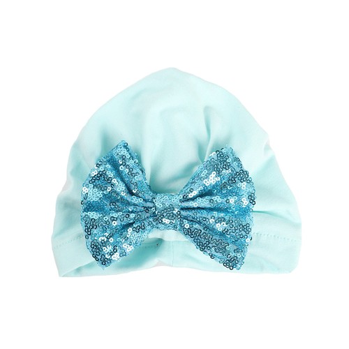 Baby Toddler Girl Kid Shiny Sequin Bow Elastic Turban Hat Stretch Beanie Cap - Picture 10 of 16