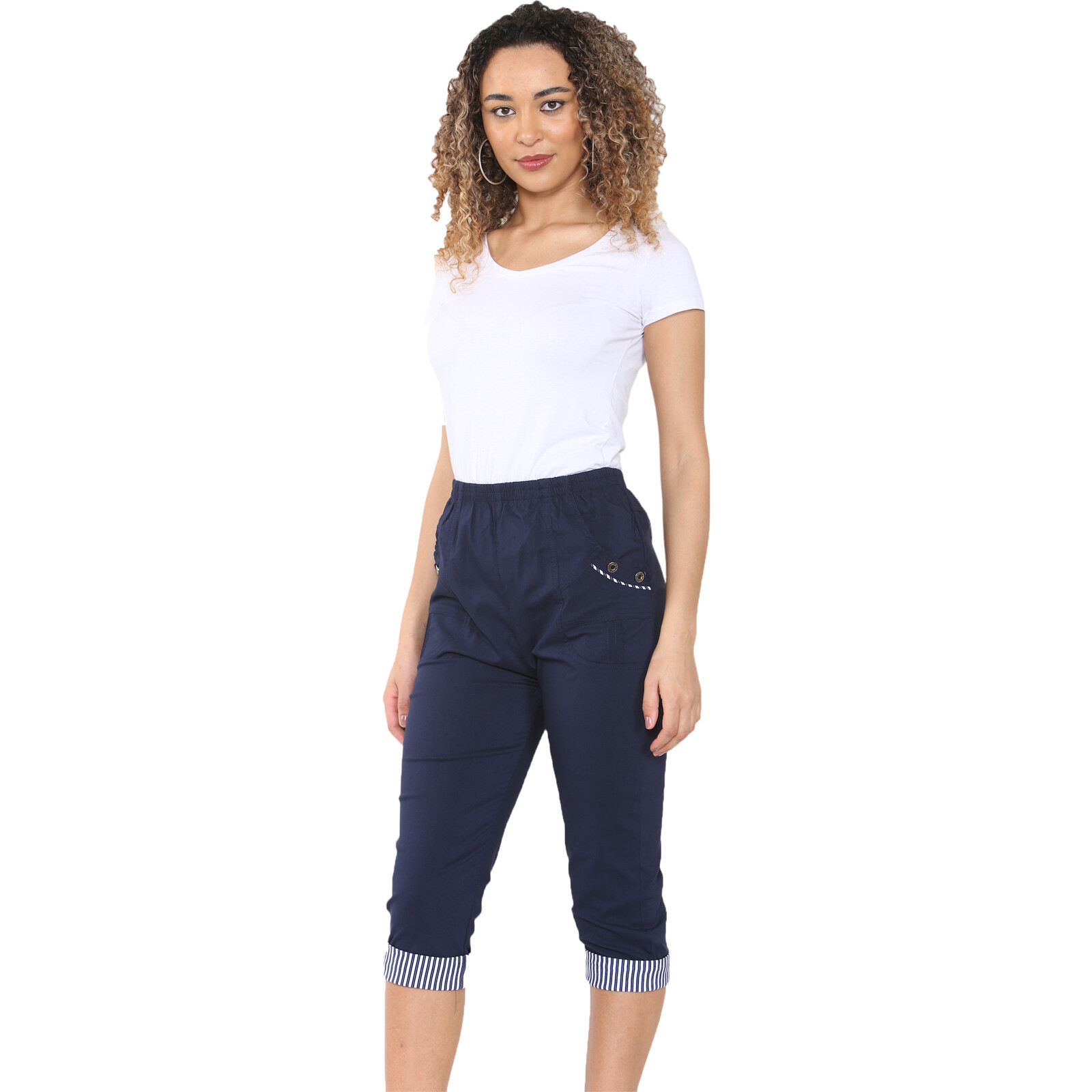 Jeanswest Black 3 Quarter Length Stretch Business Pan