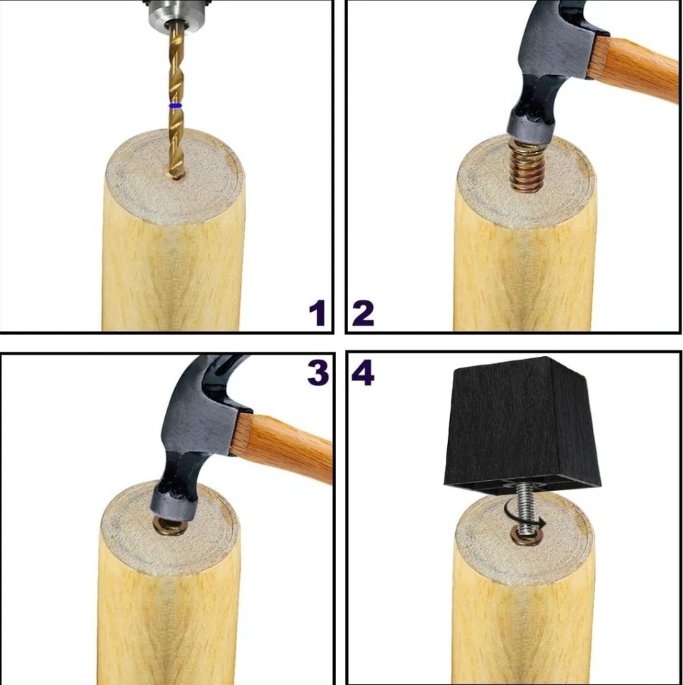 2 inch Sofa Legs Plastic Feet for Furniture Legs Riser Square Set of 4 with M8 H - Image 3 of 4