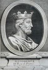 DAGOBERT I 11th KING OF FRANCE (600-638) PORTRAIT ENGRAVING FROM 1770