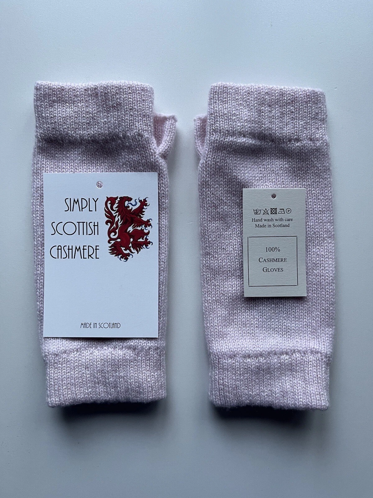 100% Pure Cashmere Light Pink Wrist Warmers Gloves Soft & Warm Made In Scotland