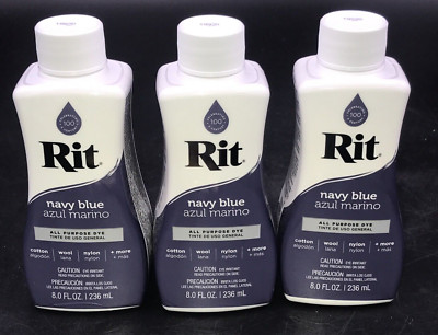 Lot of Three (3) Rit Navy Blue Liquid Fabric Dye 8 oz All Purpose Dye