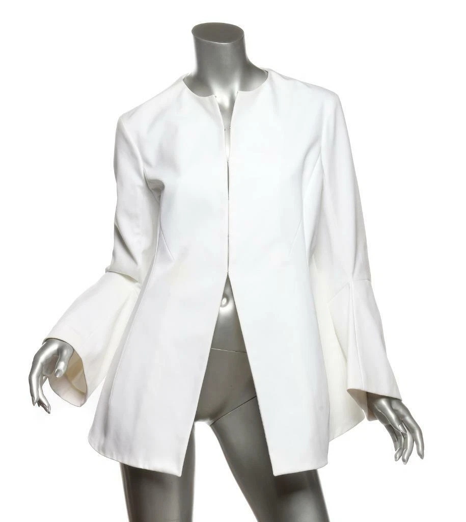 CHRISTIAN DIOR Womens White Cotton Black Belted Back Jacket Coat FR44 US12