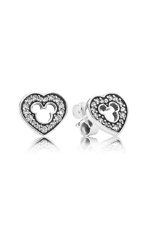 Genuine Pandora Disney Mickey Silhouette Stud Earrings Clear CZ 290579CZ