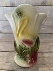 Vtg Hull Pottery 9" Flamingo Heron Crane Hibiscus Vase #78 USA  Yellow Green Red