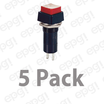SPST (ON/OFF) RED PUSH BUTTON SWITCH SQUARE 3AMPS - 125VAC #PBS1-5PK