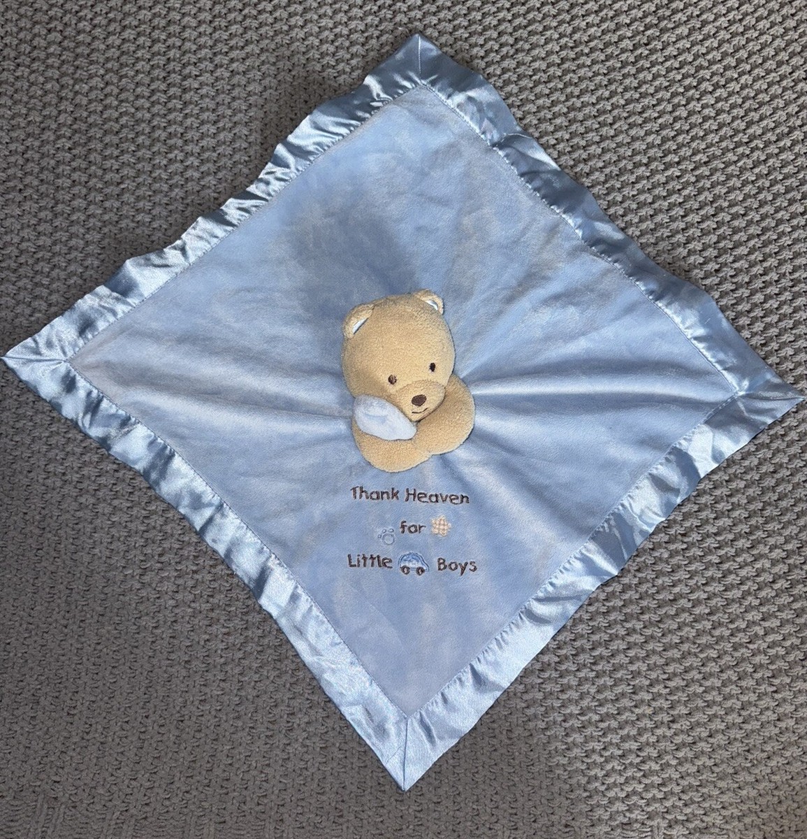 Okie Dokie Thank Heaven For Little Boys Bear Blue Rattle Security