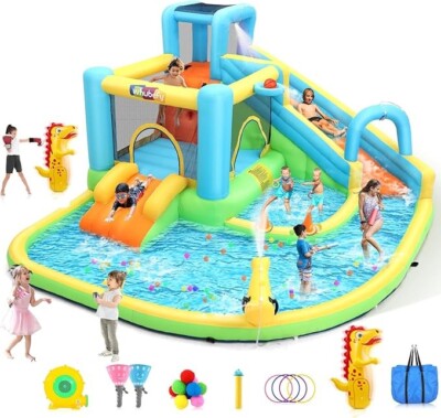 Fun Bounce House with Water Slides for Kids, Blow Up Water Slides For Backyard··