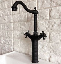 Oil Rubbed Bronze Cross Handle Kitchen Vanity Sink Faucet 360 Swivel Mixer Tap