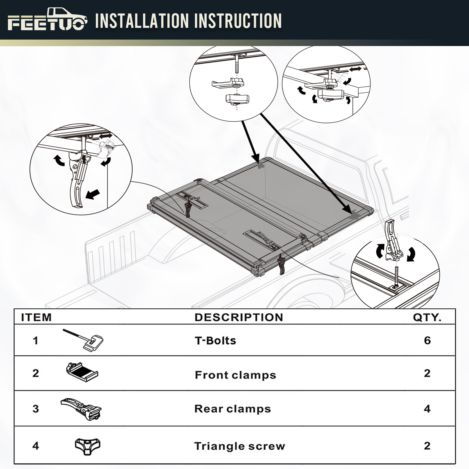 General Replacement Parts for Hard TriFold Tonneau Cover Rear Clamp