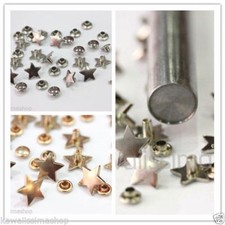 Borchie in lega forma stella a rivetto colore argento/oro rosa 12mm+ Applicatore