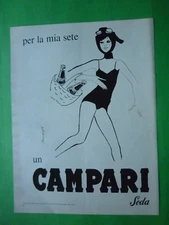 BITTER CAMPARI SODA drawing Marangolo Advertising 1 page original 1966 3cv