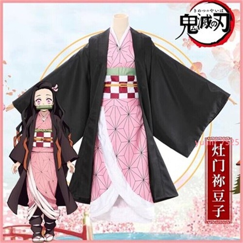 Demon Slayer Kamado Nezuko Cosplay Halloween Costume Wigs Complete Outfits New