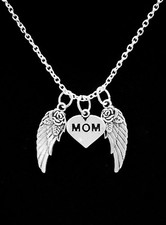 Memorial Necklace Mom Heart Mother Guardian Angel Wing Heaven In Memory