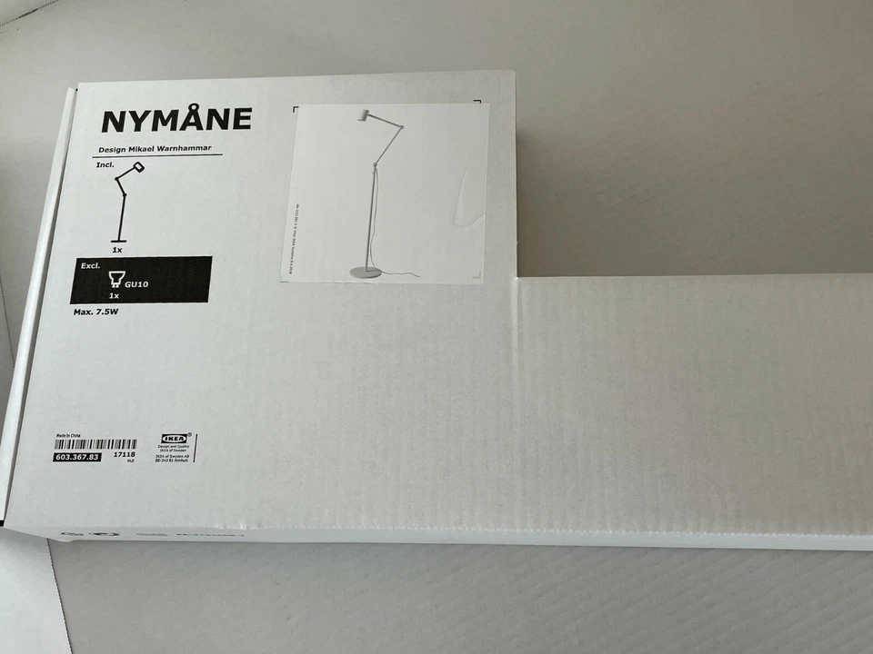 Lámpara de pie/lectura Ikea NYMANE, blanca - NUEVA Foto 2 de 2