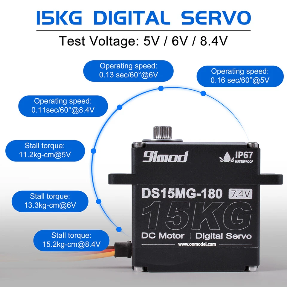 35kg Servo 25kg 20kg 15kg High Torque Metal Gear Digital Servo RC 1/10 Auto - Bild 2 von 4