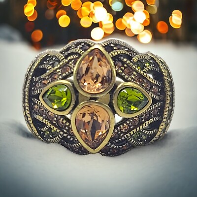 Gorgeous Vintage Heidi Daus Statement Art Deco Ring Sz
