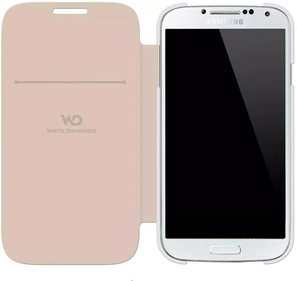 Funda folleto cristal diamantes blancos para Samsung Galaxy S4 - blanca Foto 3 de 4