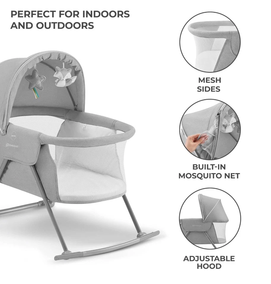 Baby Crib 3 in 1 LOVI Folding and Unfolding, Adjustable Canopy, with Mattress... - Image 4 of 4