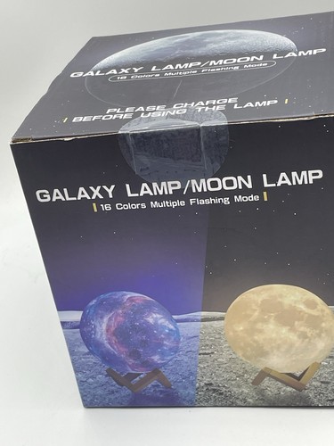 Color Changing LED 3D Moon Lamp Light with Wood Stand , Remote, Charger - Picture 2 of 4
