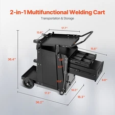 VEVOR Welding Cart, 2 Drawers Welder Cart Heavy Duty with Anti-Theft Lockable Ca