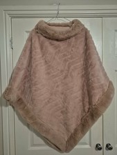 Bnwt Pink Faux Fur Poncho Cape One Size By Obsession SKU442