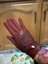 Ladies Brown Rust Red Vintage Driving Style Gloves Small