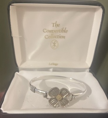 LeStage Sterlingsilber & 14K wandelbares Hartriegel Blume Verschluss Armband