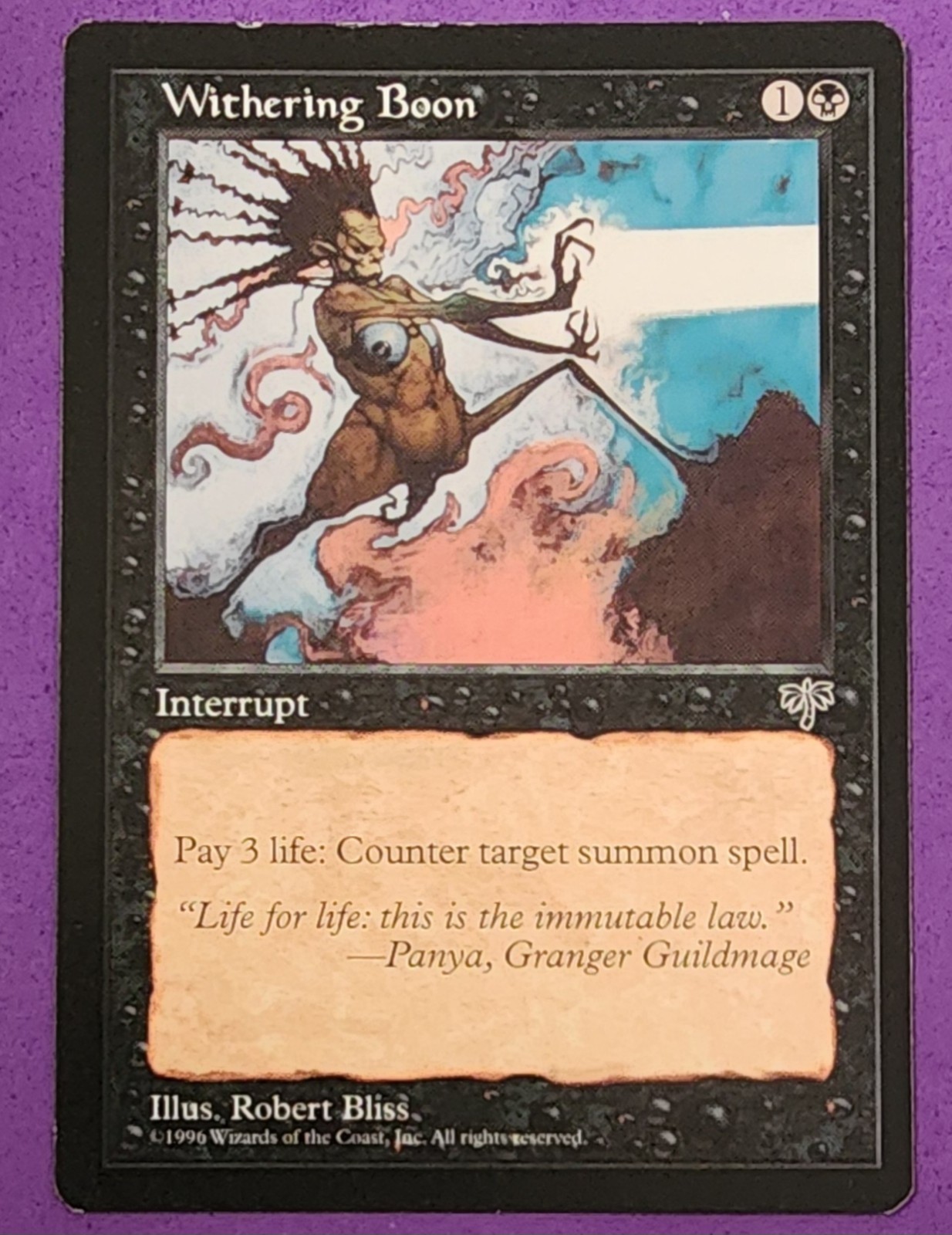 MTG Magic The Gathering - Withering Boon - Mirage LP slight edge wear