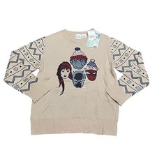 Boys Marvel Holiday Printed Pullover Sweater Top Medium Size Beige