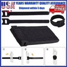 200 PCS Black Hook & Loop Ties Cord Fastening Straps fixing straps, Reusable