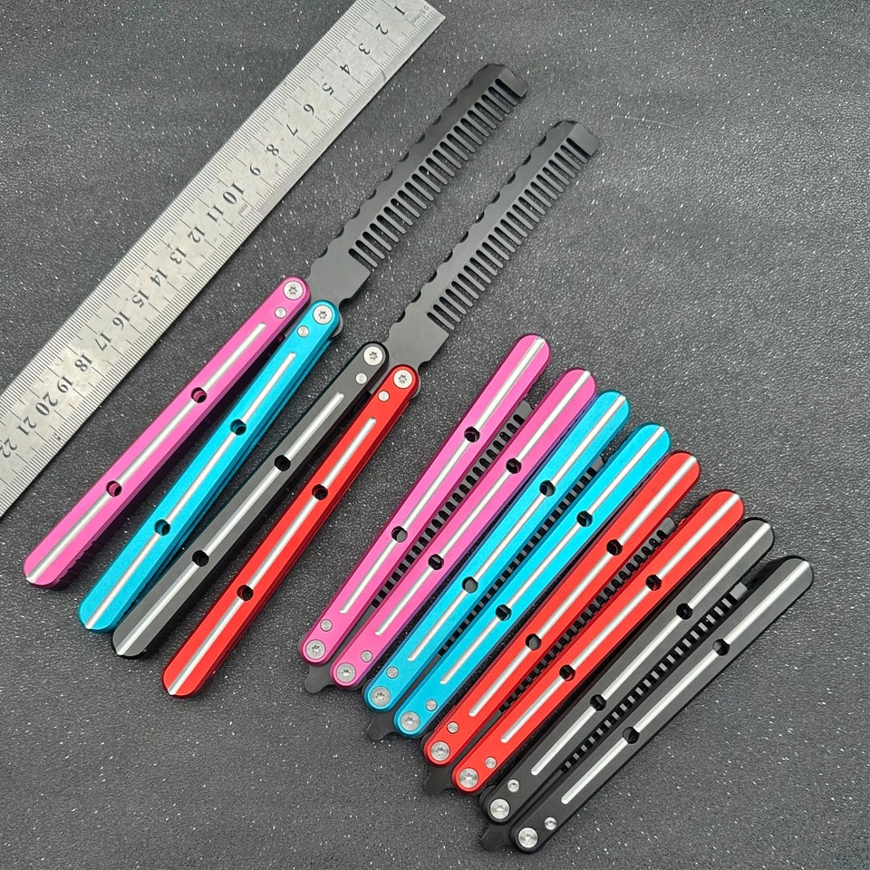 Cuchillo Mariposa Balisong Entrenador, Mango de Aluminio, Recubierto de Teflón, Entrenador de Metal Foto 4 de 4