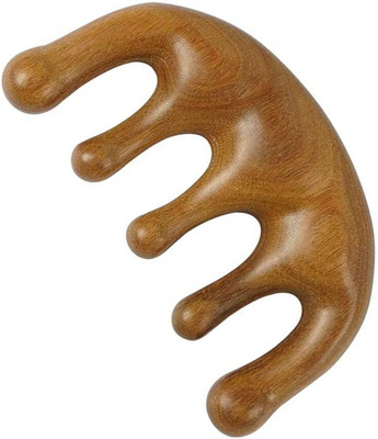 Massage Comb,100% Natural Handmade Pure Wood Five-Tooth Meridians Comb Scraping 