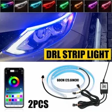 60cm LED DRL Light Sequential Flexible Turn Signal Strip Remote For Headlight US