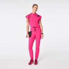 NWT FIGS Rafaela Cargo ScrubJumpsuit™-Shocking Pink