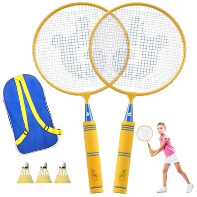 Badminton Set Kinder Federball Set 2 Schläger Tragetasche Federbälle für Kinder