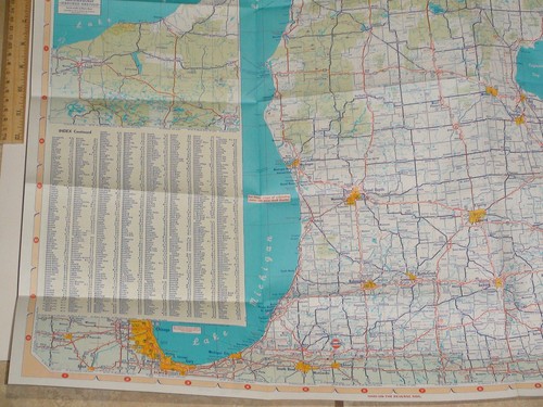 1966 Gulf Tourgide Ohio Michigan State Road Map w/ Ohio Turnpike Fare Schedule - Picture 8 of 10