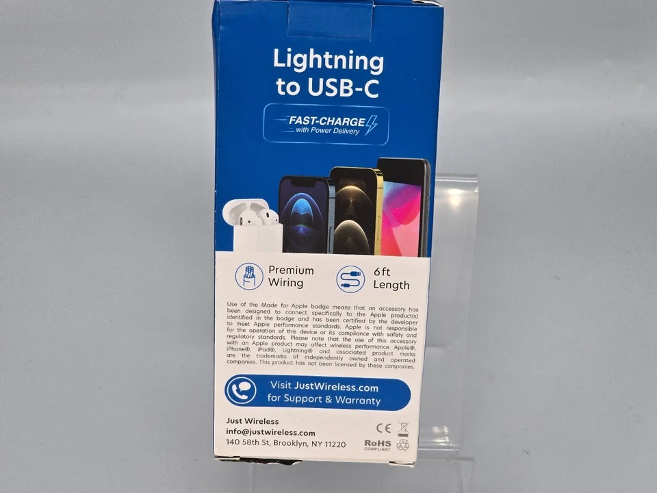 Just Wireless 6' TPU Lightnng to USB C Cable Rose Gold **OPEN BOX** - Image 2 of 3