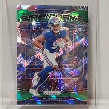 2024 Panini Prizm - Fireworks Malik Nabers #21 Green Ice Prizm (RC)