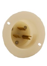 Leviton 15 Amp, 125 Volt, Flanged Inlet Receptacle, Leviton, White/Beige