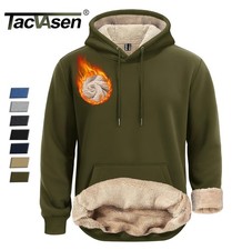 Men's Pullover Hoodie Thick Sherpa Lined Front Pocket Warm Fleece Sweatshirts