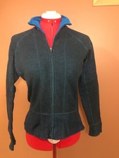 Mountain Hardwear Women's Wool Blend full zip sweater Jacket Blue Sz S