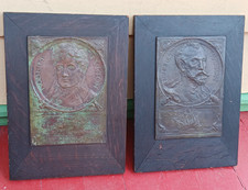 1909 Hudson Fulton Framed Bronze Wall Plaques, Pair in Orig Wood Frames, Gorham