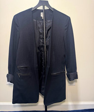 Anne Klein Women  s Black Blazer Jacket Full Zip Lined Pockets Mid-Length 4