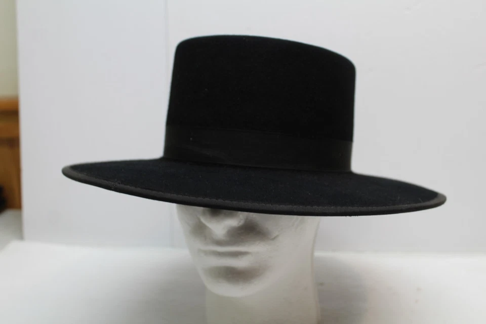 Chapéu de feltro preto Amish masculino Flying Cloud Lancaster Pa - Imagem 2 de 4