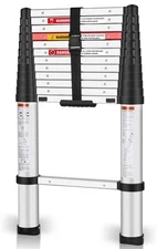 Yvan Telescoping Ladder 12.5 FT 1-Button Retraction 250 LB Capacity Extendable